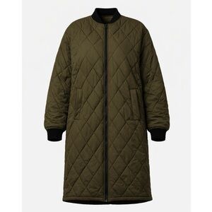 OAK + FORT Oversized Quilted Olive Green Puffer Long Jacket Size Large